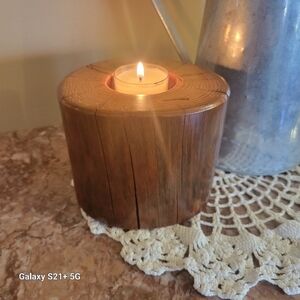 Vintage Rustic wood votive holder